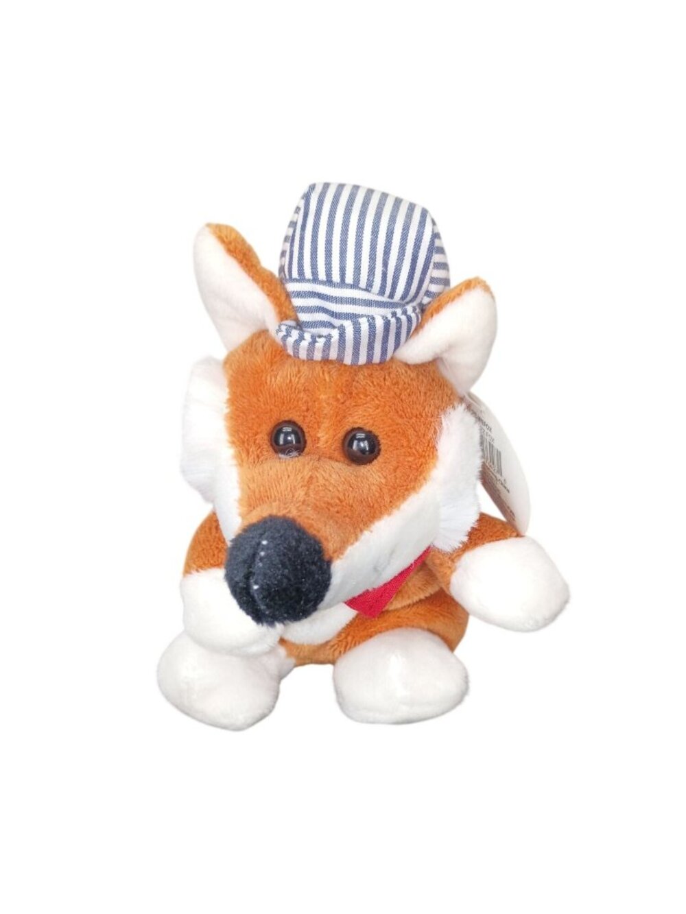 5" Adventure Planet Wee Fox Plush Toy With Striped Hat & Red Bow Tie